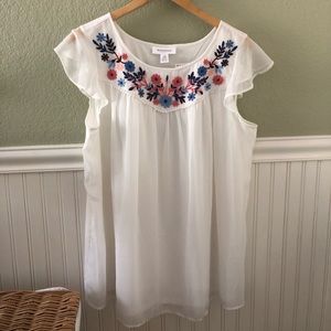 Motherhood Maternity white embroidered blouse